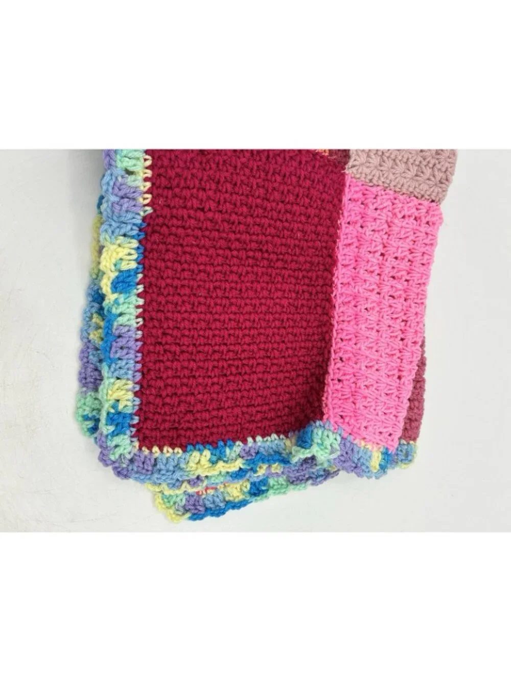 Handmade Crochet Baby Blanket Patchwork Afghan Boho Stroller Car Seat 28x23